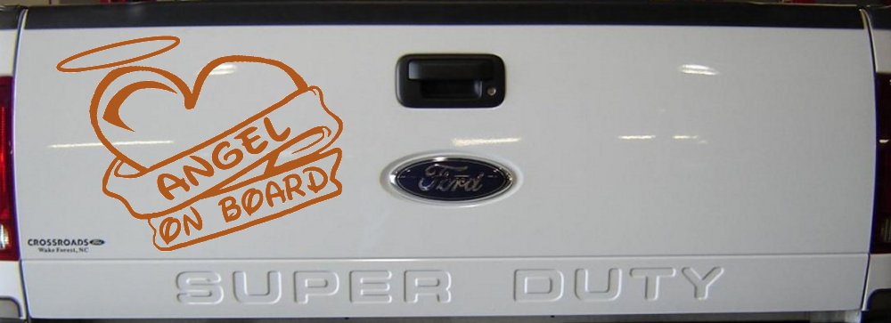 Angel On Board Heart And Halo Christian Car or Truck Window Vinyl Decal Sticker (Nut Brown)