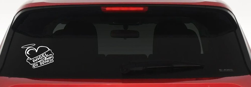 Angel On Board Heart And Halo Christian Car or Truck Window Vinyl Decal Sticker (White)