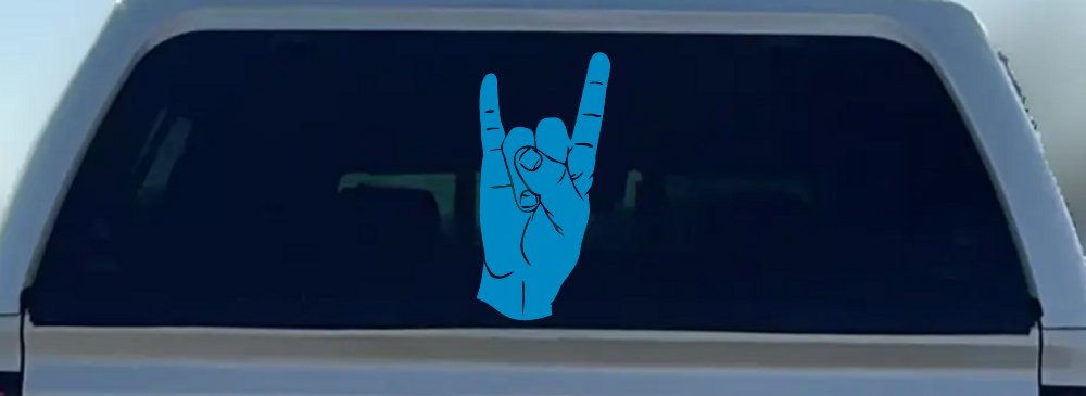 Rock N Roll Hand Gesture Music Car or Truck Window Decal Sticker (Blue)
