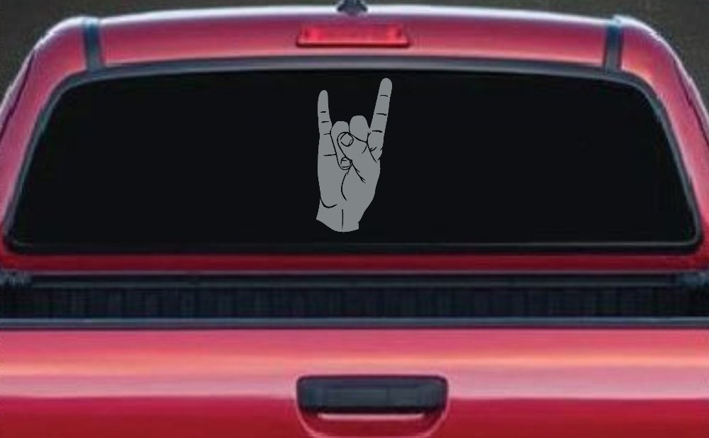 Rock N Roll Hand Gesture Music Car or Truck Window Decal Sticker (Telegrey)