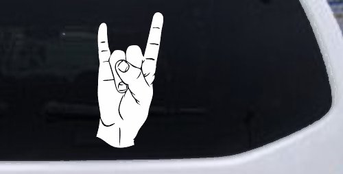 Rock N Roll Hand Gesture Music Car or Truck Window Vinyl Decal Sticker (White)