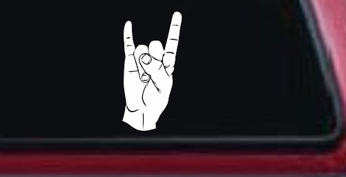 Rock N Roll Hand Gesture Music Car or Truck Window Decal Sticker (White)