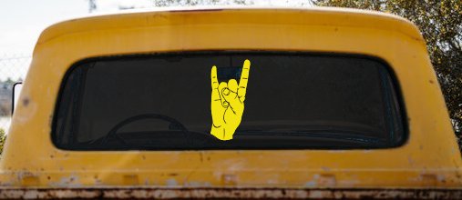Rock N Roll Hand Gesture Music Car or Truck Window Decal Sticker (Yellow)