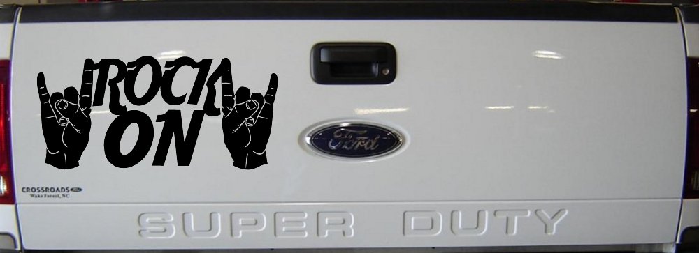 Rock On With Hands Music Car or Truck Window Decal Sticker (Black)