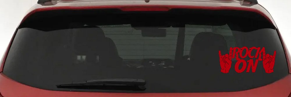 Rock On With Hands Music Car or Truck Window Decal Sticker (Red)