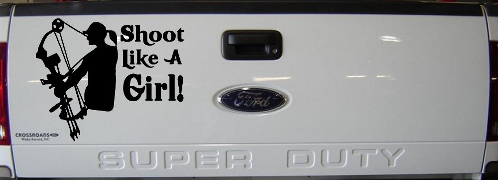 Shoot Like A Girl Bow Hunter Hunting Car or Truck Window Decal Sticker (Black)