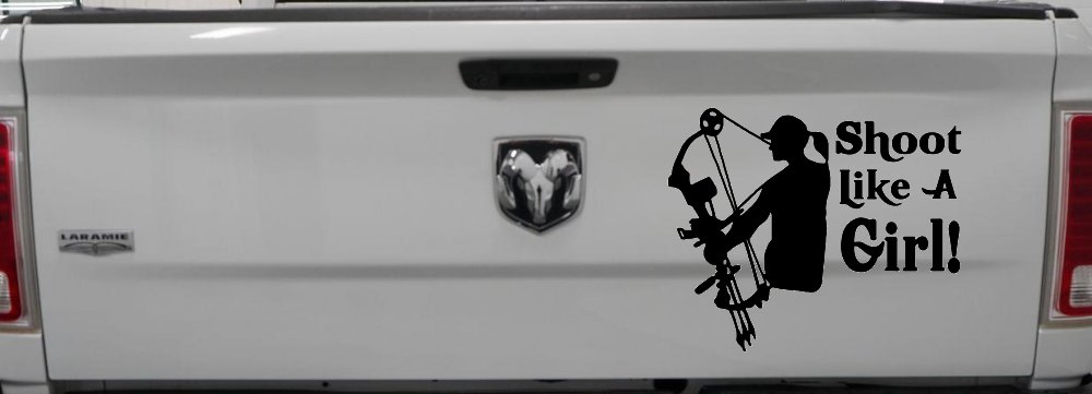 Shoot Like A Girl Bow Hunter Hunting Car or Truck Window Decal Sticker (Black)