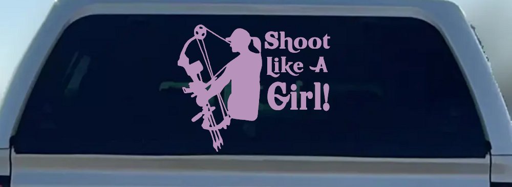 Shoot Like A Girl Bow Hunter Hunting Car or Truck Window Decal Sticker (Lilac)