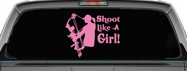 Shoot Like A Girl Bow Hunter Hunting Car or Truck Window Decal Sticker (Pink)