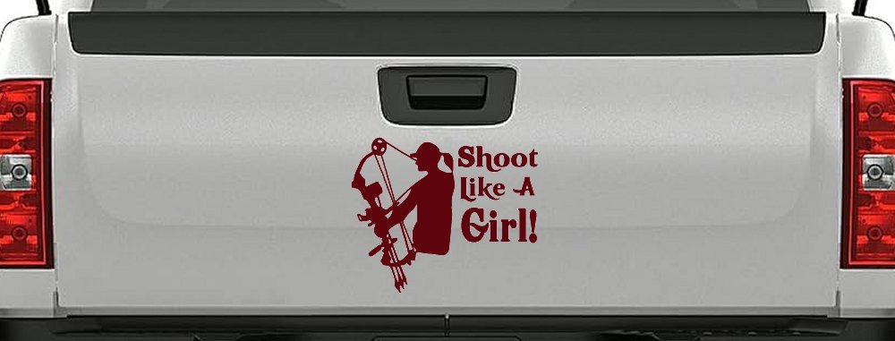 Shoot Like A Girl Bow Hunter Hunting Car or Truck Window Vinyl Decal Sticker (Purple Red)