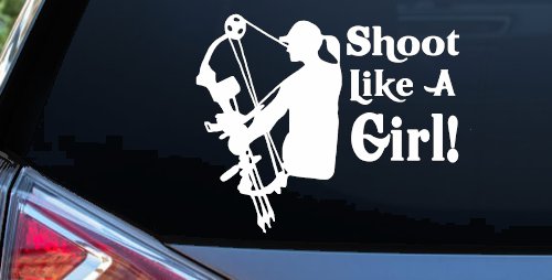 Shoot Like A Girl Bow Hunter Hunting Car or Truck Window Decal Sticker (White)
