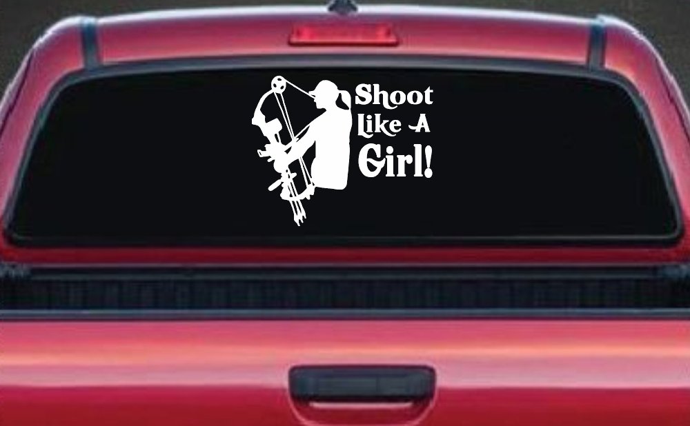 Shoot Like A Girl Bow Hunter Hunting Car or Truck Window Decal Sticker