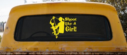 Shoot Like A Girl Bow Hunter Hunting Car or Truck Window Decal Sticker (Yellow)