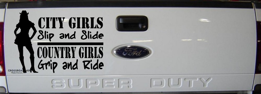 City Girls Slip And Slide Country Girls Grip And Ride Car or Truck Window Decal Sticker