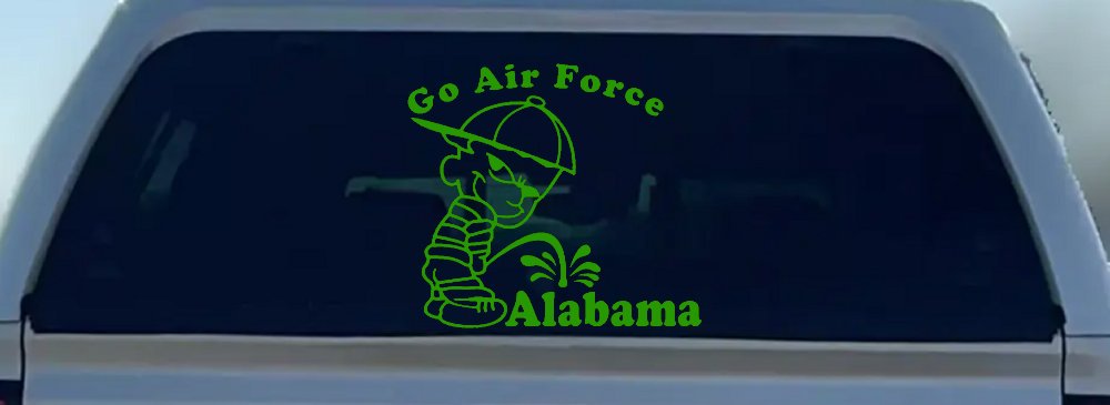 Go Air Force Pee On Alabama Car or Truck Window Decal Sticker (Lime)