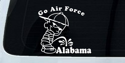 Go Air Force Pee On Alabama Car or Truck Window Decal Sticker (White)