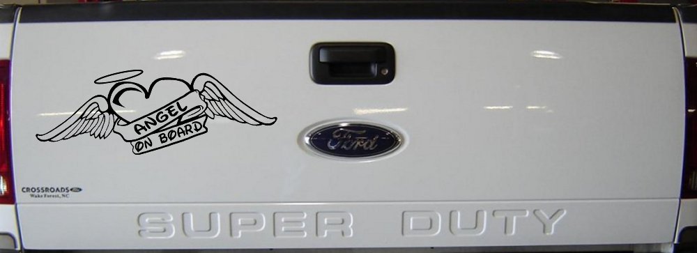 Angel On Board With Wings And Halo Christian Car or Truck Window Decal Sticker (Black)