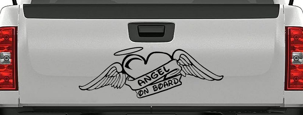 Angel On Board With Wings And Halo Christian Car or Truck Window Vinyl Decal Sticker (Black)