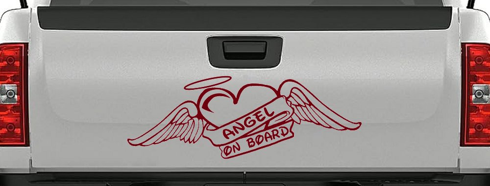 Angel On Board With Wings And Halo Christian Car or Truck Window Vinyl Decal Sticker (Burgundy)