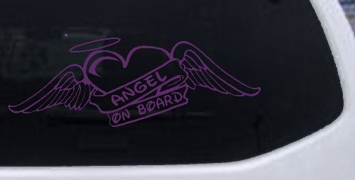 Angel On Board With Wings And Halo Christian Car or Truck Window Decal Sticker (Violet)