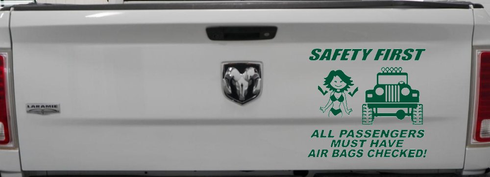 SAFETY FIRST Off Road Car or Truck Window Decal Sticker (Dark Green)