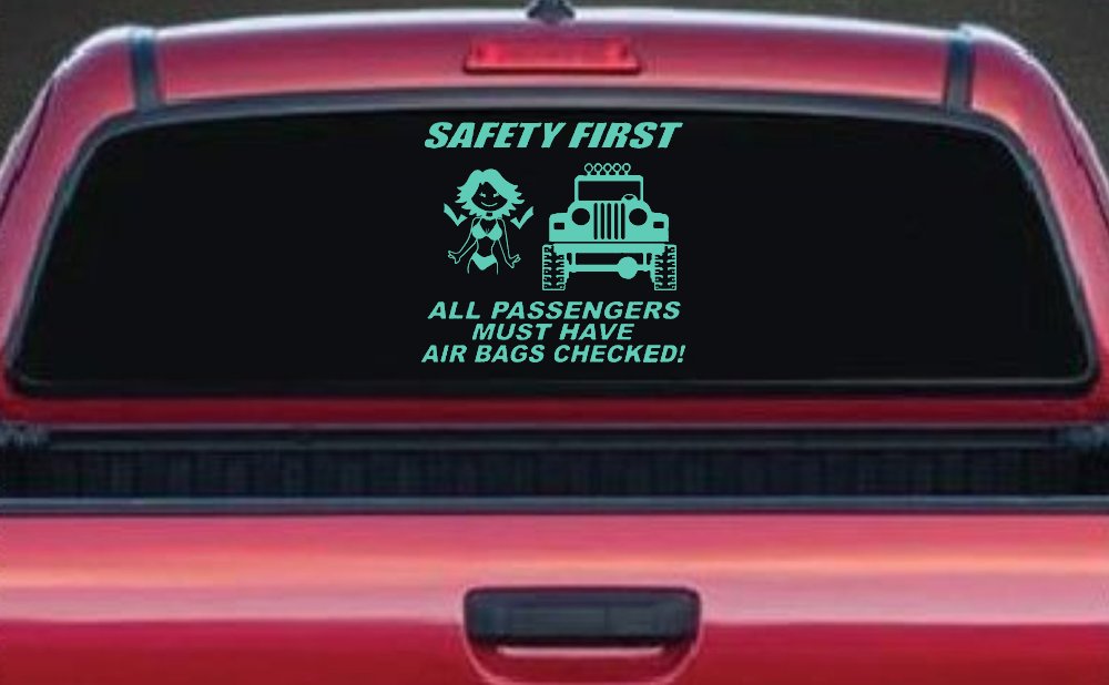 SAFETY FIRST Off Road Car or Truck Window Vinyl Decal Sticker (Mint)