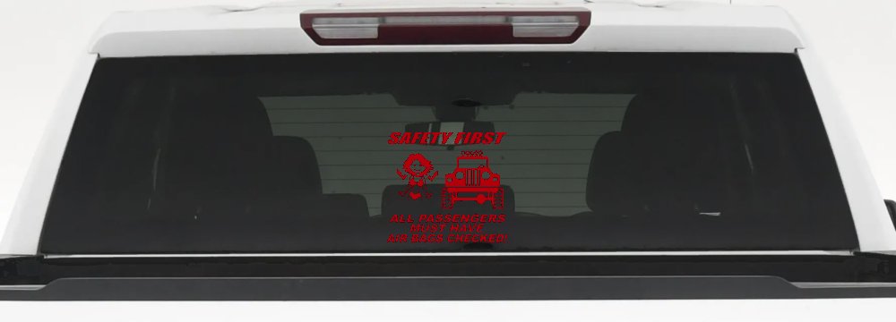 SAFETY FIRST Off Road Car or Truck Window Vinyl Decal Sticker (Red)