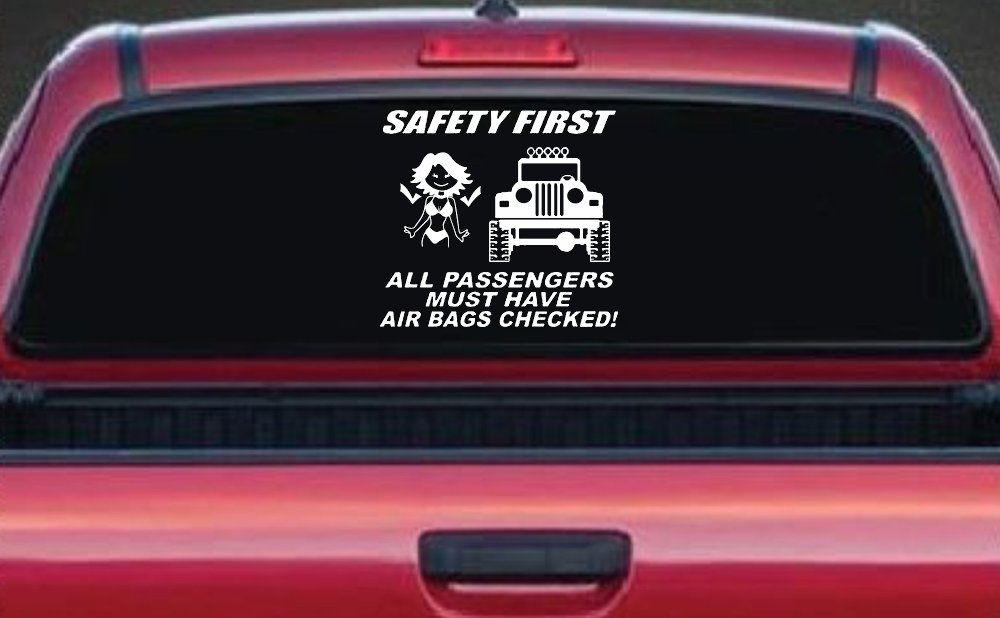 SAFETY FIRST Off Road Car or Truck Window Decal Sticker (White)