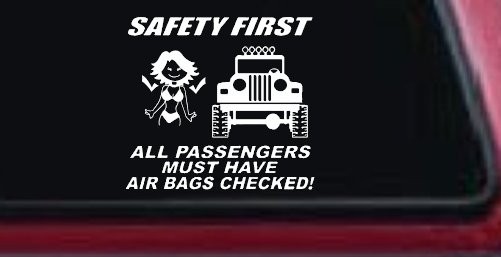 SAFETY FIRST Off Road Car or Truck Window Vinyl Decal Sticker (White)