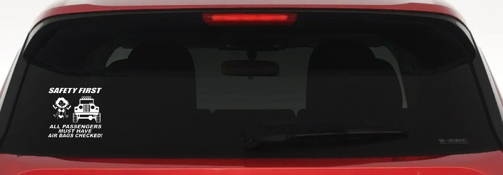 SAFETY FIRST Off Road Car or Truck Window Vinyl Decal Sticker (White)