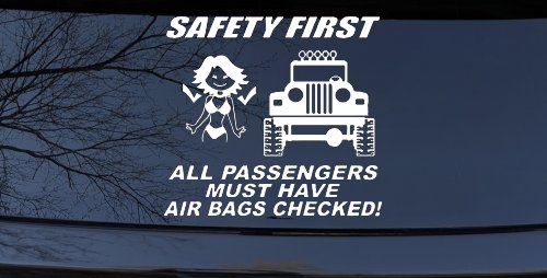 SAFETY FIRST Off Road Car or Truck Window Vinyl Decal Sticker (White)