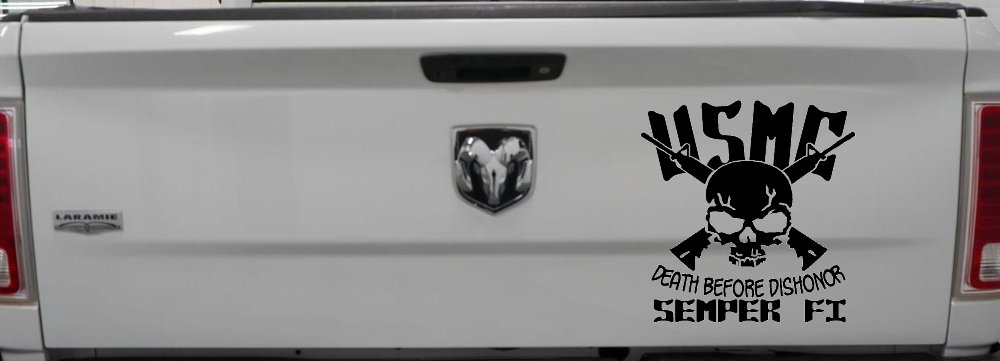 USMC Death Before Dishonor Semper Fi Military Car or Truck Window Decal Sticker (Black)