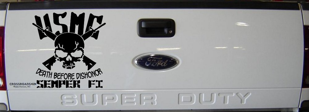 USMC Death Before Dishonor Semper Fi Military Car or Truck Window Decal Sticker (Black)