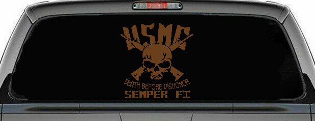 USMC Death Before Dishonor Semper Fi Military Car or Truck Window Decal Sticker (Copper)