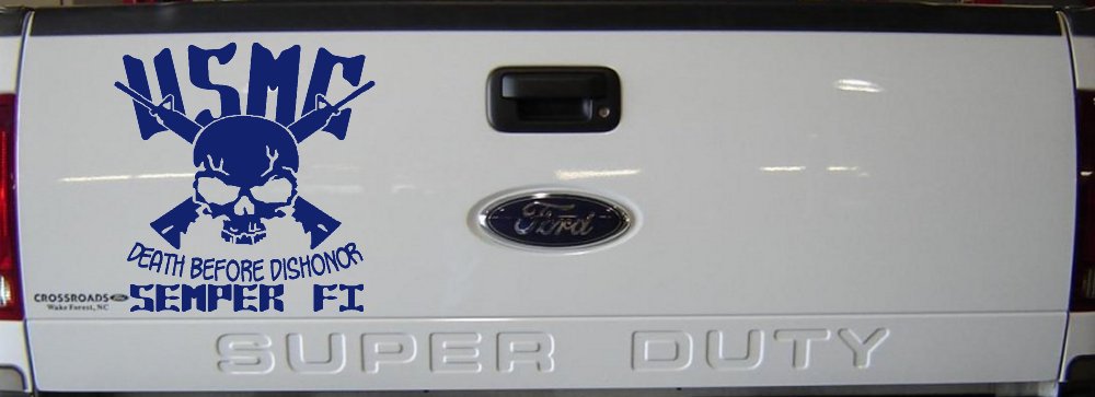 USMC Death Before Dishonor Semper Fi Military Car or Truck Window Decal Sticker (Navy)