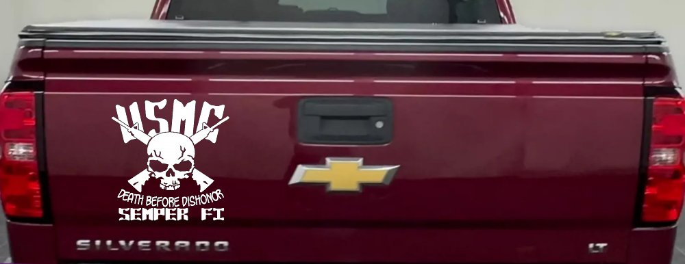 USMC Death Before Dishonor Semper Fi Military Car or Truck Window Decal Sticker (White)