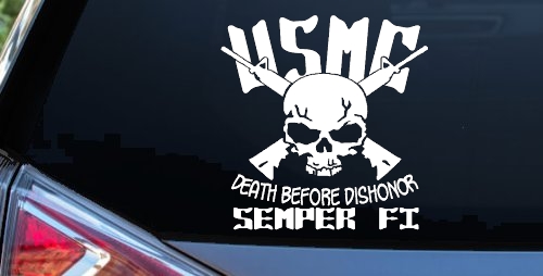 USMC Death Before Dishonor Semper Fi Military Car or Truck Window Decal Sticker