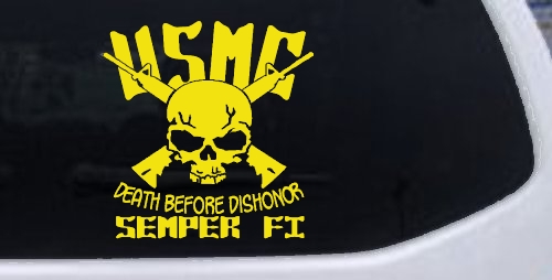 USMC Death Before Dishonor Semper Fi Military Car or Truck Window Decal Sticker