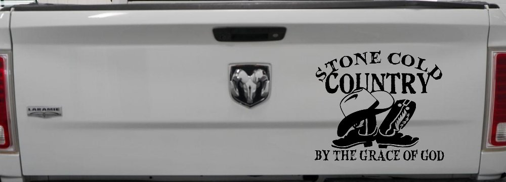 Stone Cold Country By The Grace Of God Car or Truck Window Decal Sticker (Black)