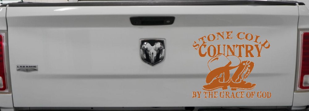Stone Cold Country By The Grace Of God Car or Truck Window Decal Sticker (Nut Brown)