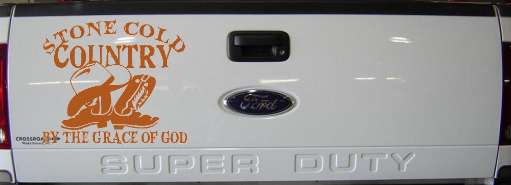 Stone Cold Country By The Grace Of God Car or Truck Window Decal Sticker