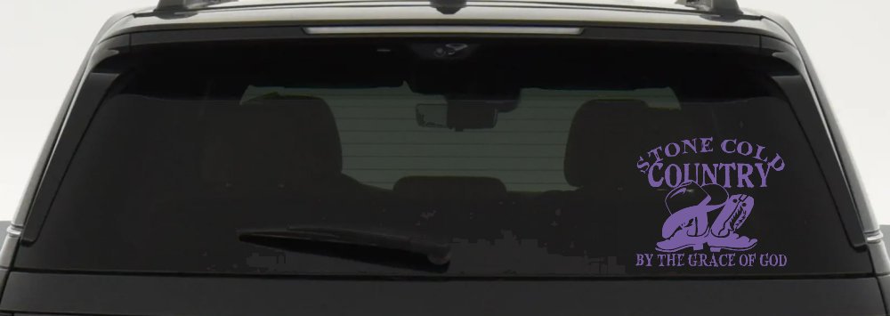 Stone Cold Country By The Grace Of God Car or Truck Window Vinyl Decal Sticker (Purple)