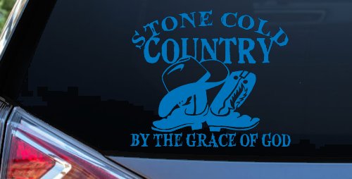 Stone Cold Country By The Grace Of God Car or Truck Window Vinyl Decal Sticker (Sky Blue)