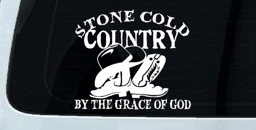 Stone Cold Country By The Grace Of God Car or Truck Window Vinyl Decal Sticker (White)
