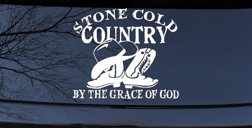 Stone Cold Country By The Grace Of God Car or Truck Window Vinyl Decal Sticker (White)