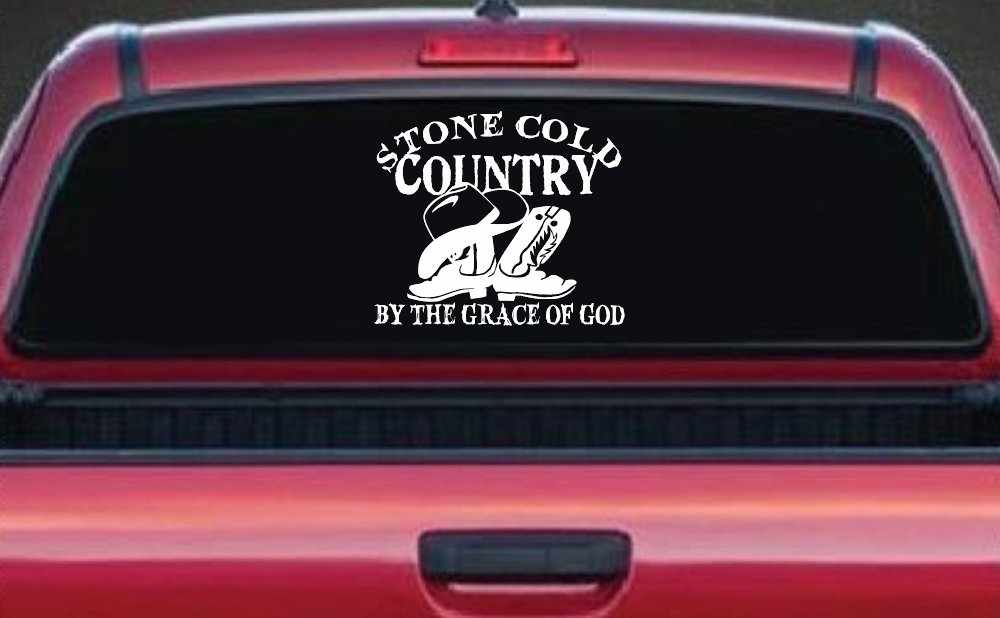 Stone Cold Country By The Grace Of God Car or Truck Window Decal Sticker