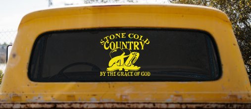 Stone Cold Country By The Grace Of God Car or Truck Window Vinyl Decal Sticker (Yellow)