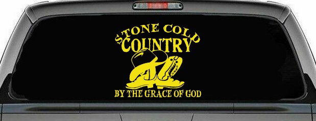Stone Cold Country By The Grace Of God Car or Truck Window Decal Sticker