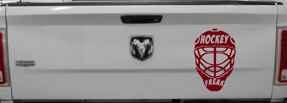 Hockey Freak Goalie Mask Sports Car or Truck Window Decal Sticker (Burgundy)