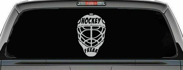 Hockey Freak Goalie Mask Sports Car or Truck Window Decal Sticker (Light Gray)
